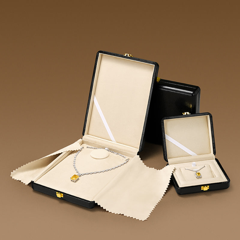 Black PU Leather Microfiber Jewelry Box H156