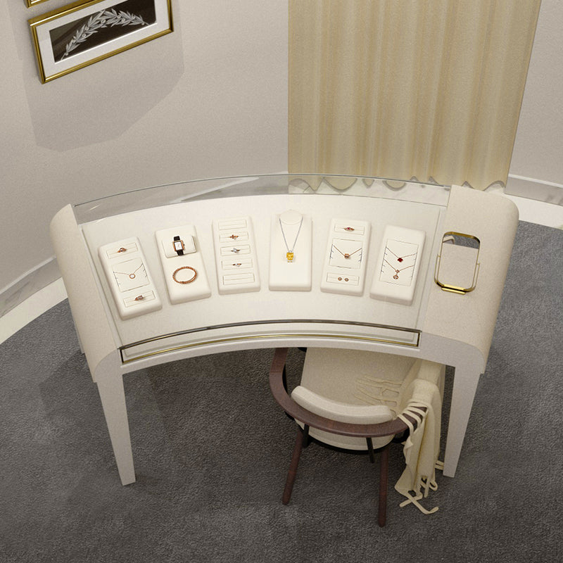 Oirlv Beige Jewelry Display Props Microfiber Jewelry Organizer Ring Necklace Watch Display Stand： TT220