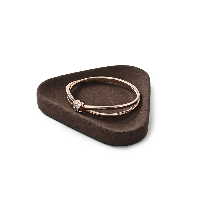 OIRLV Brown Microfiber Earrings Ring Necklace Jewelry Display Set TT351