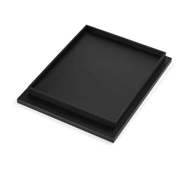 Oirlv Black PU Leather Earrings Ring Necklace Jewelry Display Set TT322