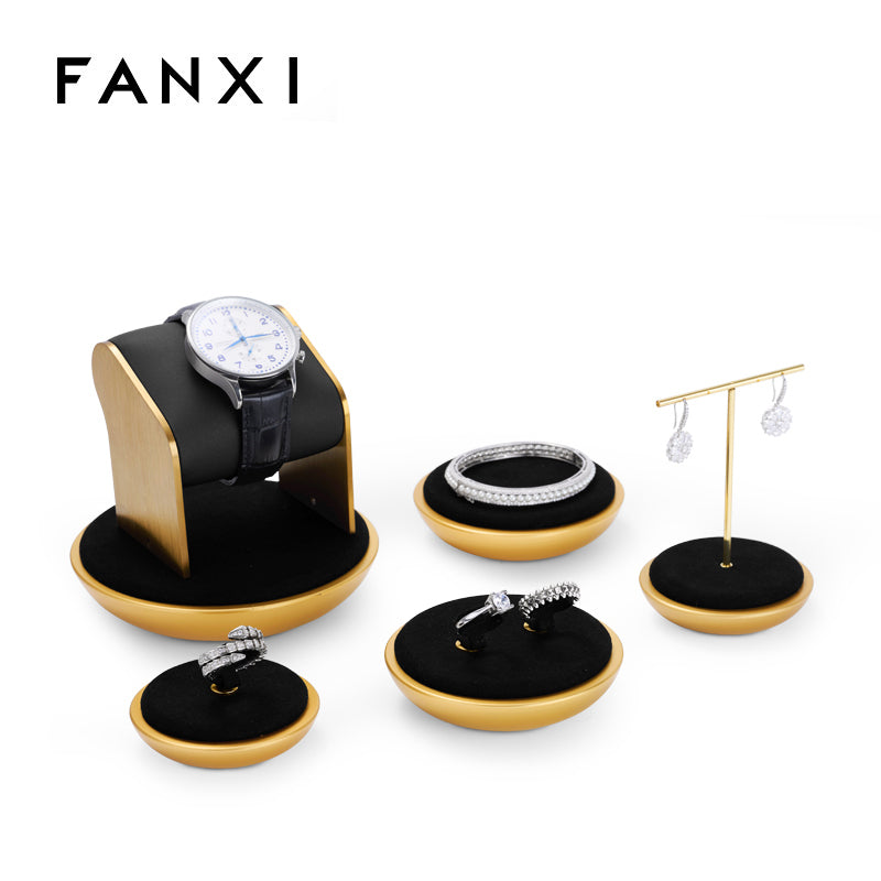 Luxury metal frame jewelry display set with microfiber ：JS084