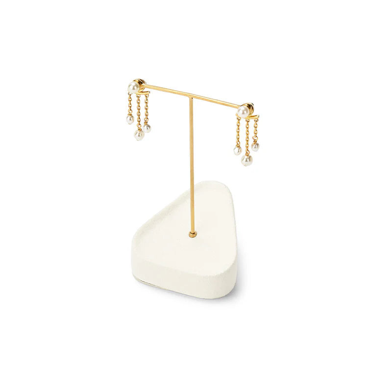 Beige Microfiber Earrings Ring Necklace Jewelry Display Set TT349