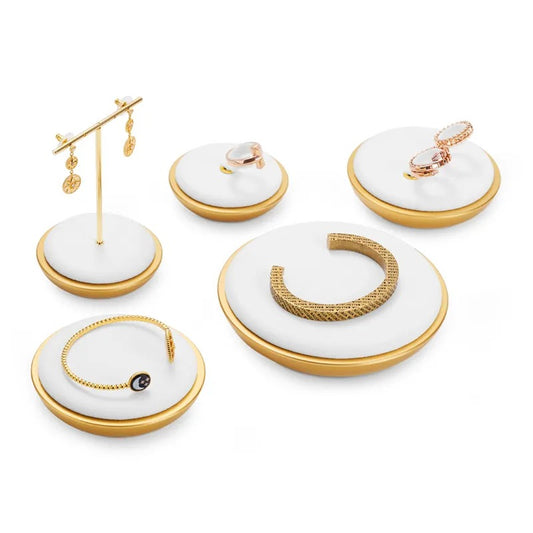Luxury metal frame jewelry display set with microfiber ：JS084