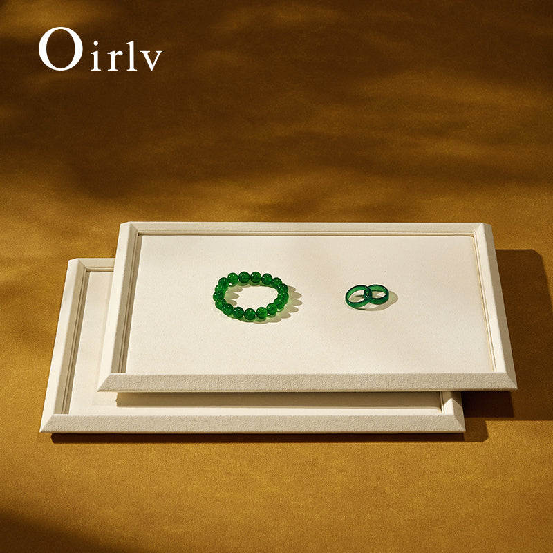 Factory Beige PU leather Microfiber Jewelry Plate：P239