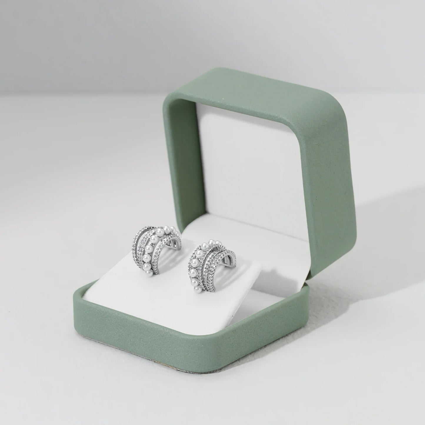 Green PU Leather Velvet Jewelry Packaging Box H143