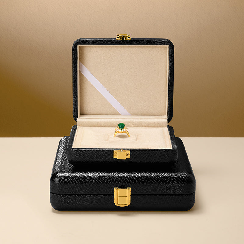 Black PU Leather Microfiber Jewelry Box H156