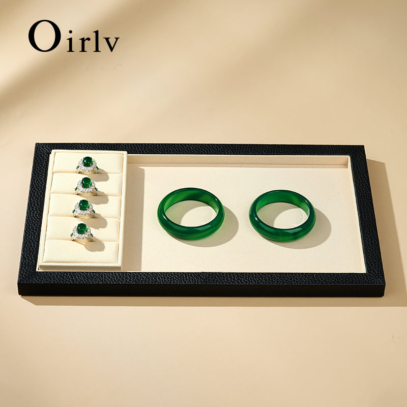 Hot-sale Beige Genuine Leather Jewelry Tray：P238