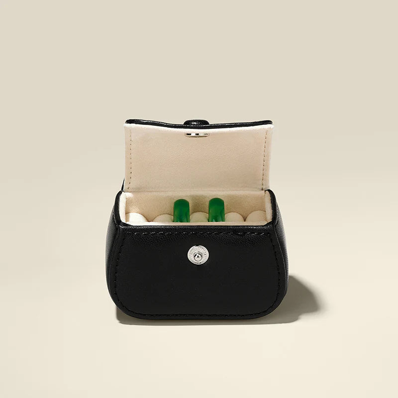 New-arrival Green Black PU Leahter Ring Storage Bag :B028
