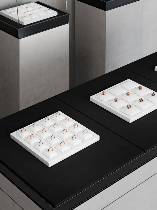 New White PU Leather Multi-compartment Jewelry Tray P141