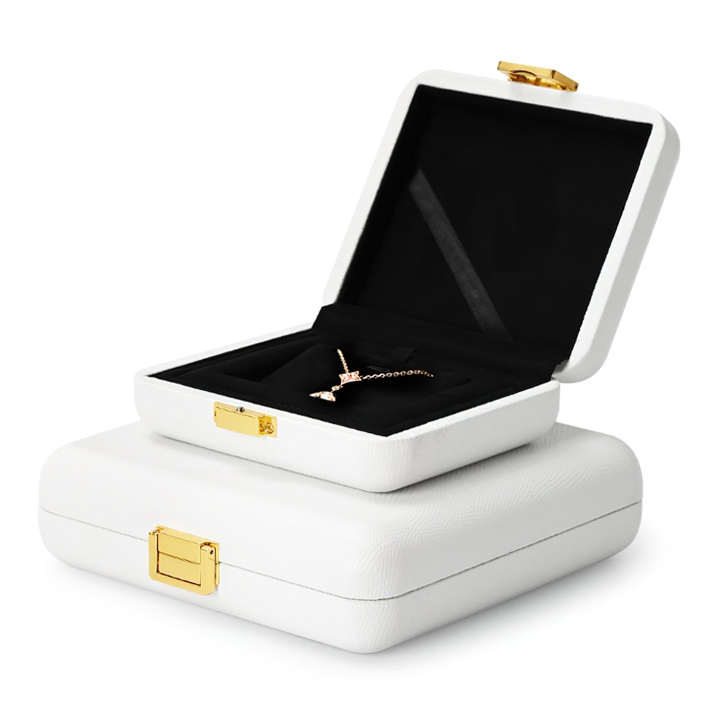 White PU Leather Microfiber Jewelry Box H157