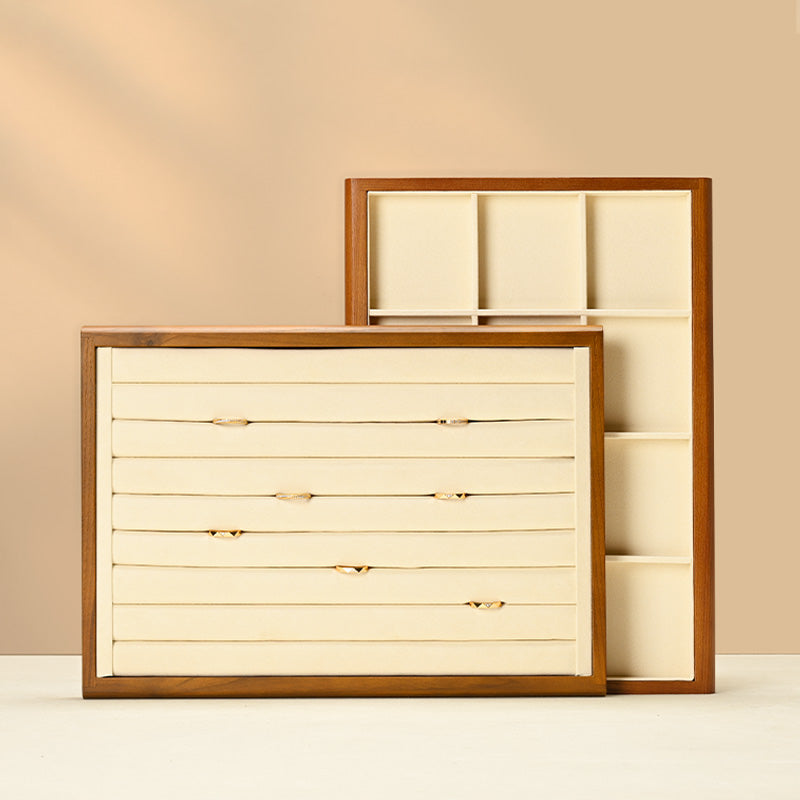 Wood White Microfiber Jewelry Display Tray P082