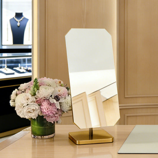 OIRLV Multi-Purpose 180-Degree Rotating Brushed Metal Mirror PJ032