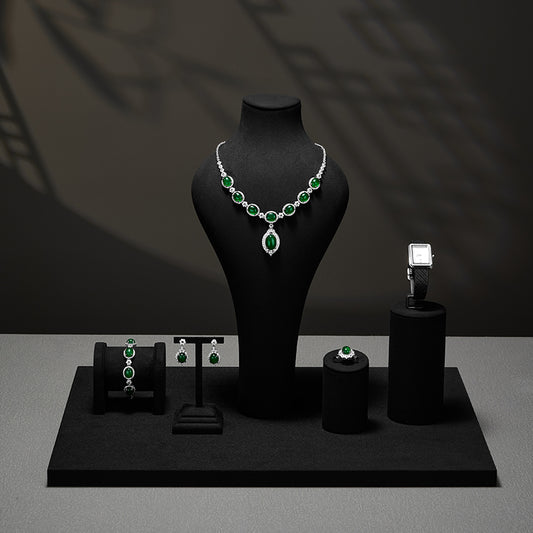Black Microfiber Jewelry Showcase Display Set TT055