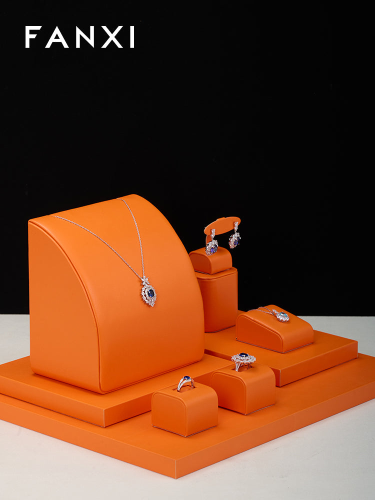 Orange Ring Pendant Earrings Jewelry Display Set TT225