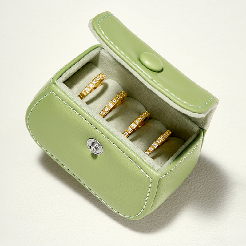 New-arrival Green Black PU Leahter Ring Storage Bag :B028
