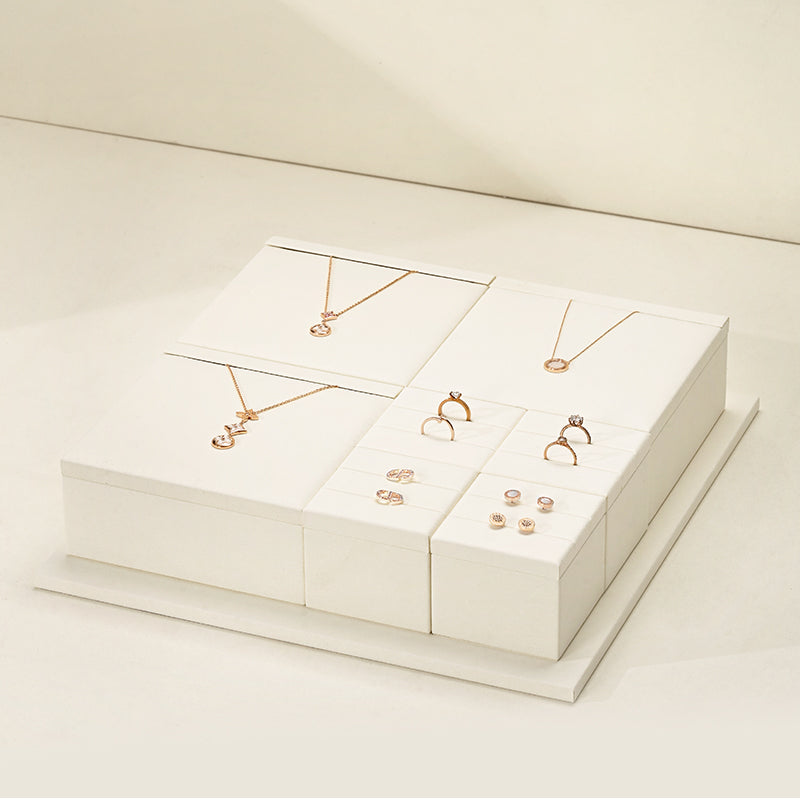 Beige Rings Necklace Earrings Jewelry Display Set TT232