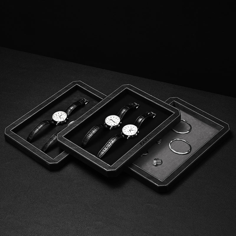 Octagon Luxury Black/Gray/Green Stitching Jewelry Display Tray P213