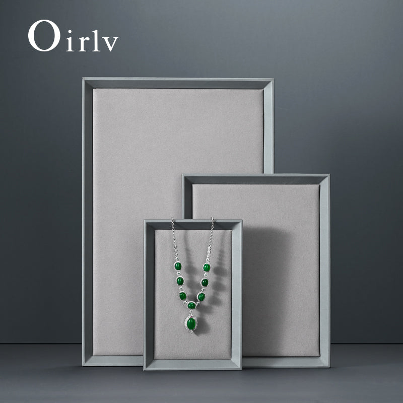 Gray PU Leather Microfiber Jewelry Display Tray P081