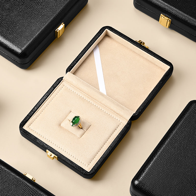 Black PU Leather Microfiber Jewelry Box H156