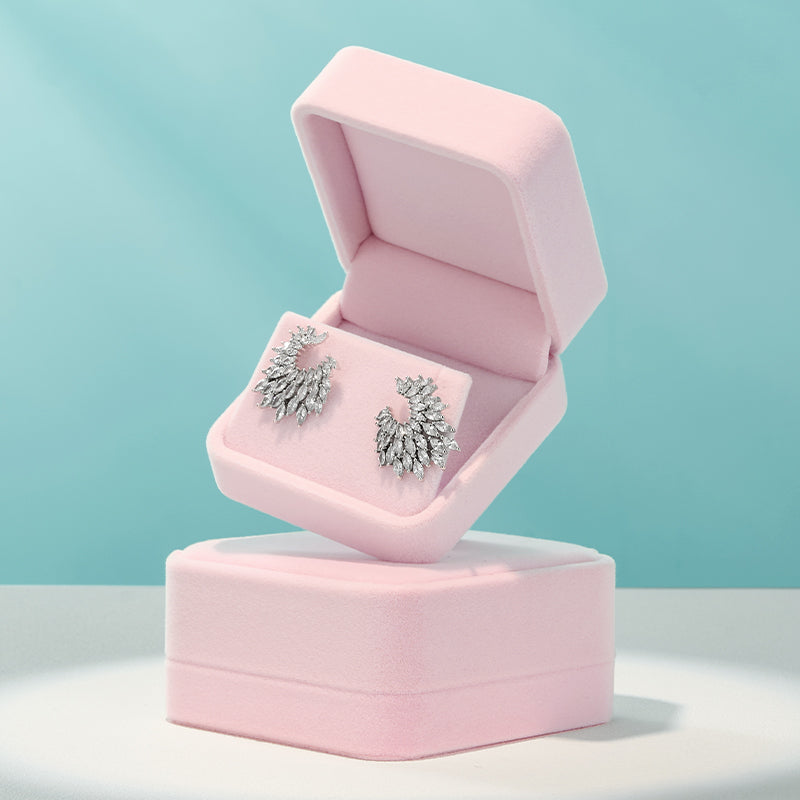 Pink Round Corner Flannelette Jewelry Packaging Box H008