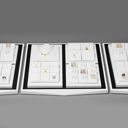 White Ring Pendant Earrings Bracelet Jewelry Display Set TT216