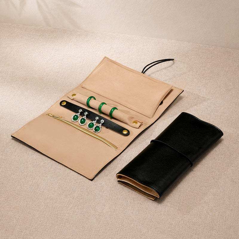 OIRLV Fashion PU Leather Velvet Jewelry Storage Bag： D078