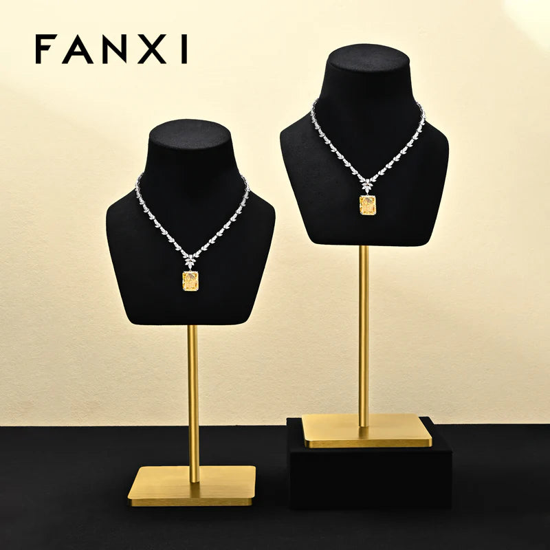 Luxury Black/Beige/Gray/Blue Microfiber Necklace Bust Display Stand RX ...