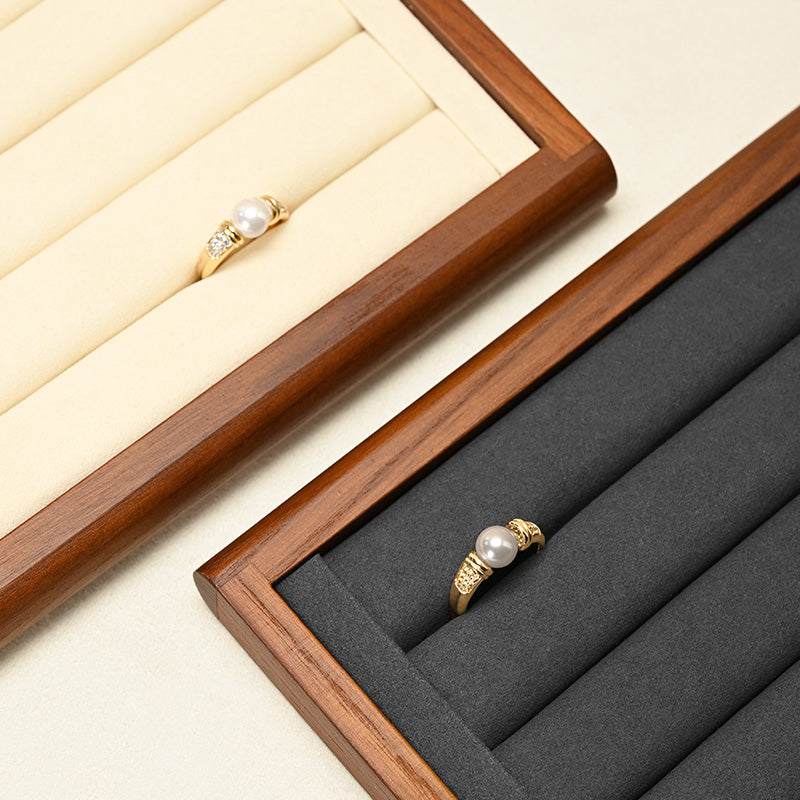 Wood White Microfiber Jewelry Display Tray P082