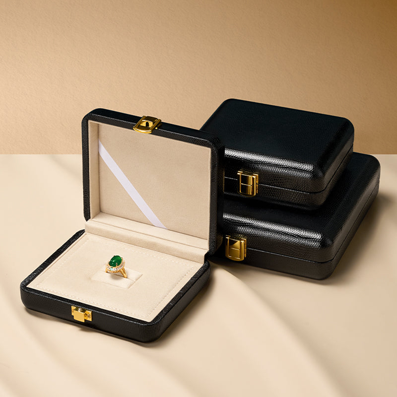 Black PU Leather Microfiber Jewelry Box H156