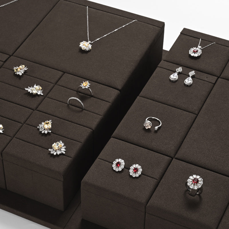 Coffee Rings Necklace Earrings Jewelry Display Set TT234