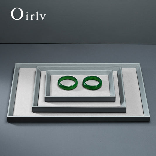 Gray PU Leather Microfiber Jewelry Display Tray P081