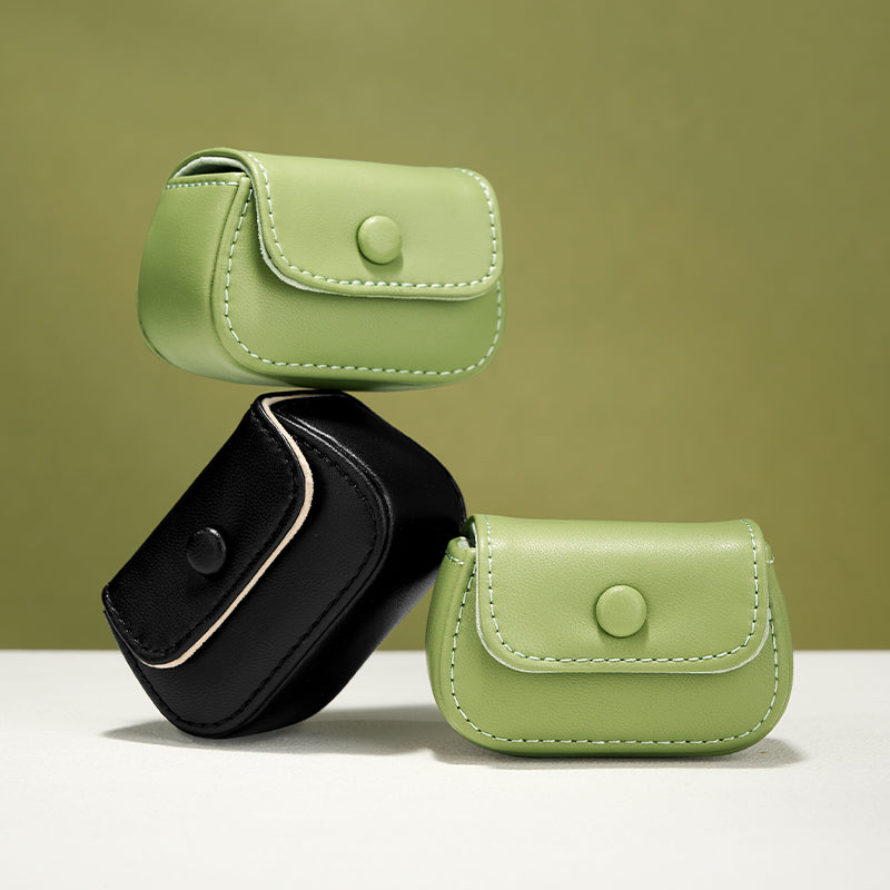 New-arrival Green Black PU Leahter Ring Storage Bag :B028