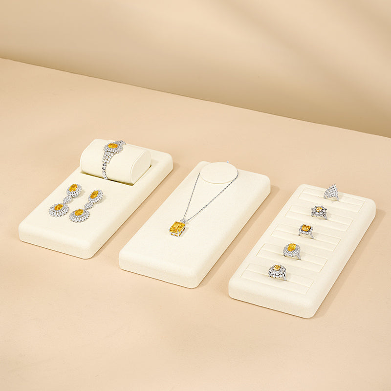 Oirlv Beige Jewelry Display Props Microfiber Jewelry Organizer Ring Necklace Watch Display Stand： TT220