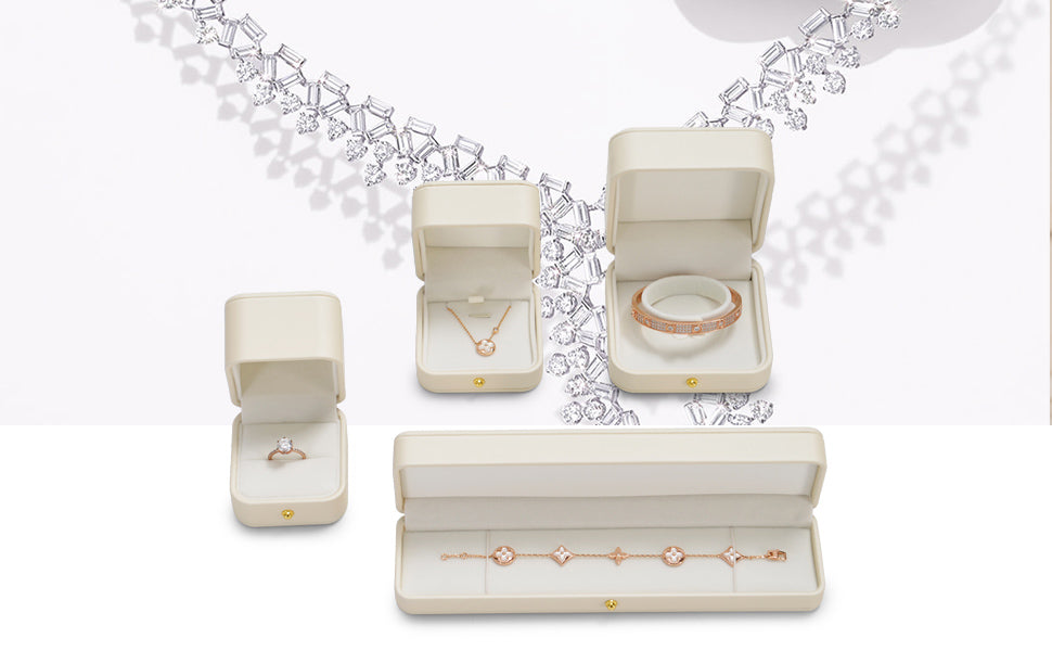 White PU Leather Plush Jewelry Box H153