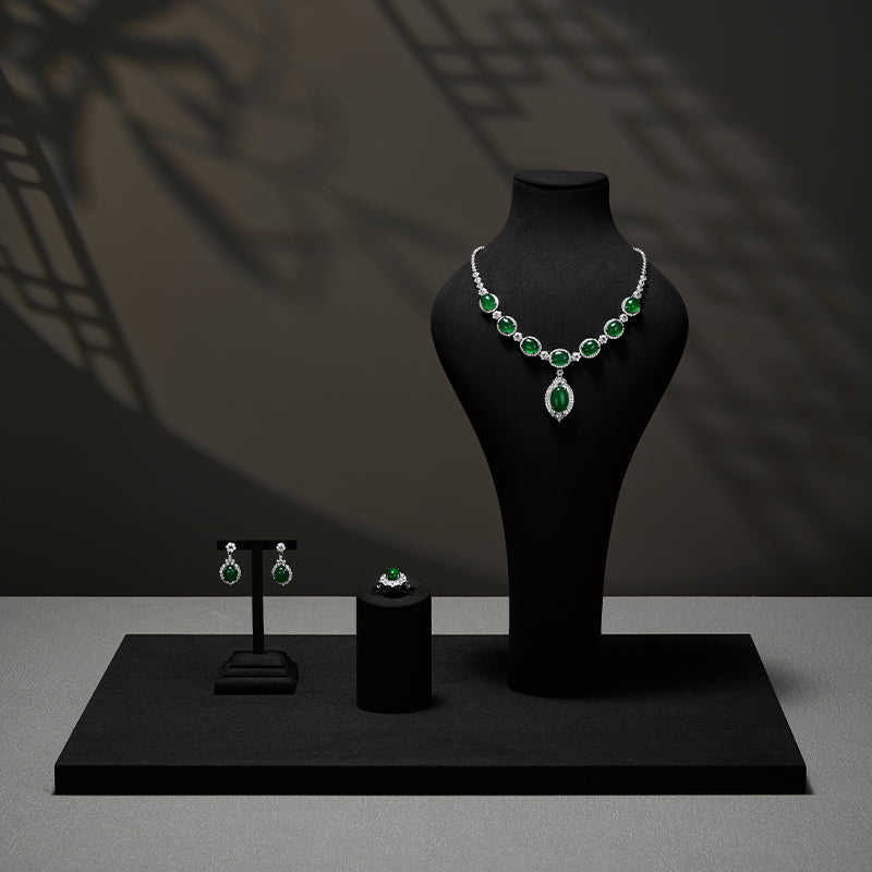 Black Microfiber Jewelry Showcase Display Set TT055