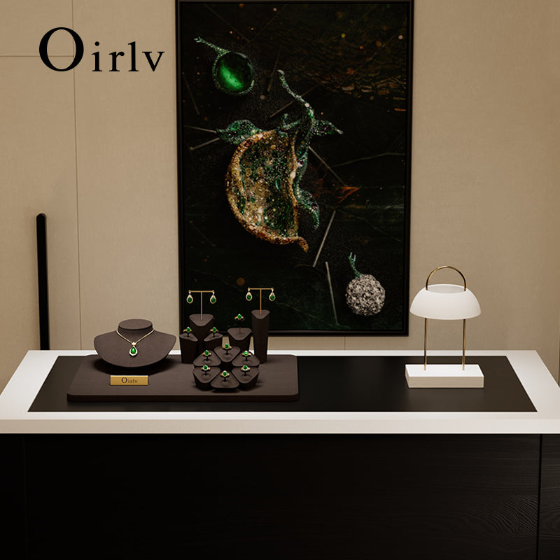 OIRLV Microfiber Earrings Ring Necklace Jewelry Display Set TT341