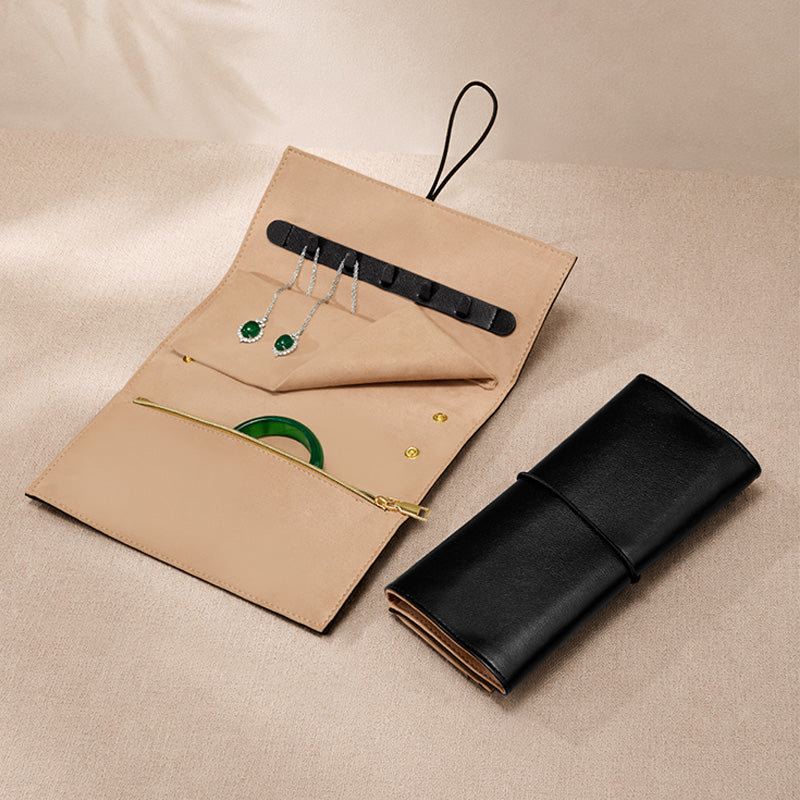 OIRLV Fashion PU Leather Velvet Jewelry Storage Bag： D078