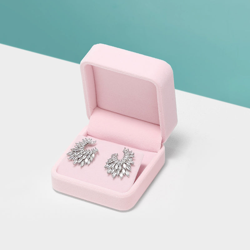 Pink Round Corner Flannelette Jewelry Packaging Box H008