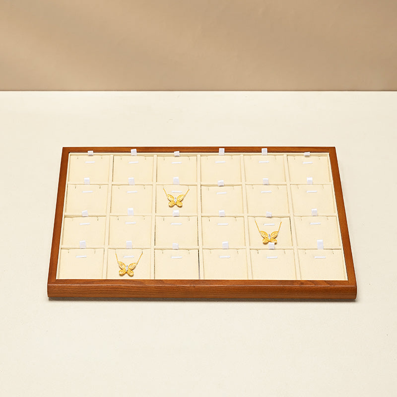 Wood White Microfiber Jewelry Display Tray P082