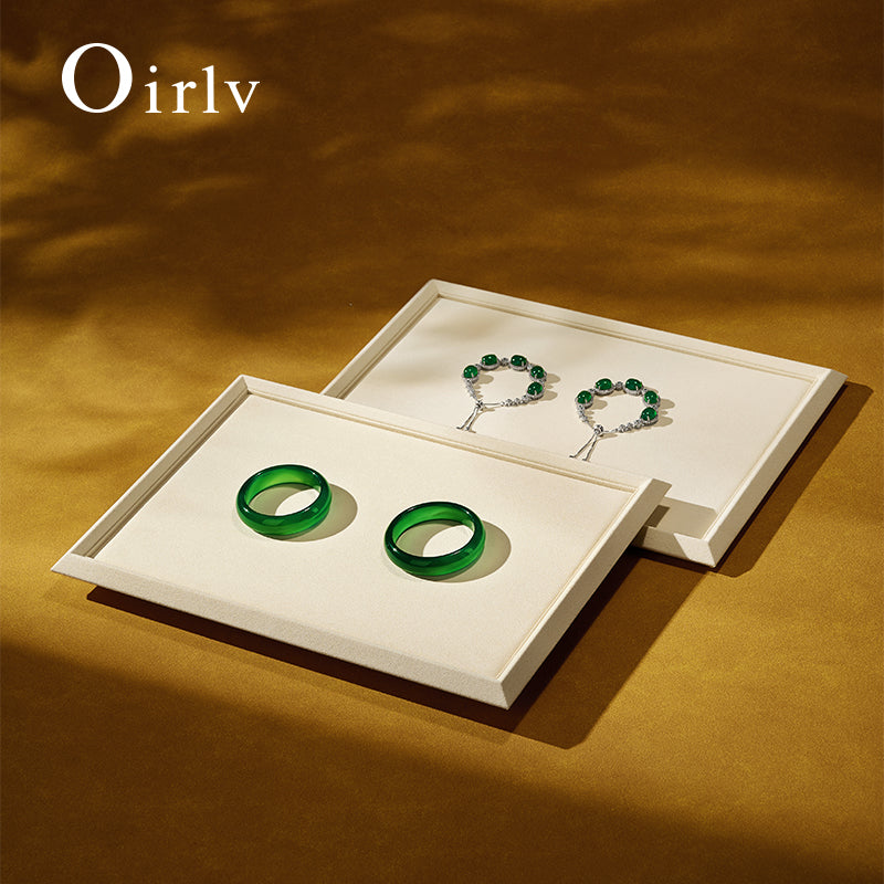 Factory Beige PU leather Microfiber Jewelry Plate：P239