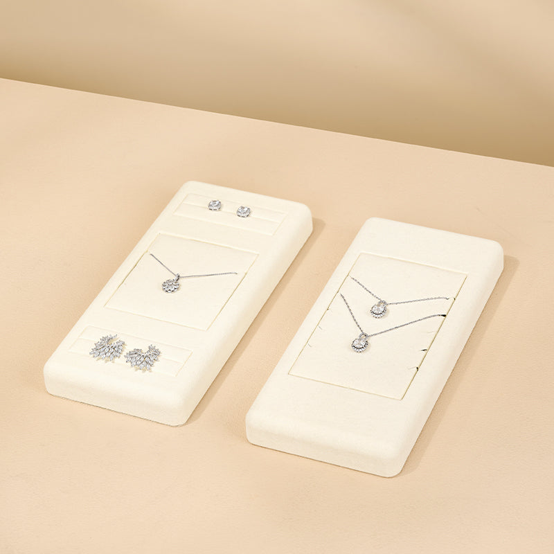 Oirlv Beige Jewelry Display Props Microfiber Jewelry Organizer Ring Necklace Watch Display Stand： TT220