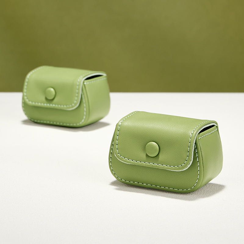 New-arrival Green Black PU Leahter Ring Storage Bag :B028