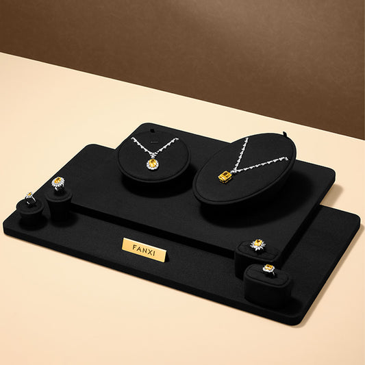 Black Rings Necklace Jewelry Display Set TT242
