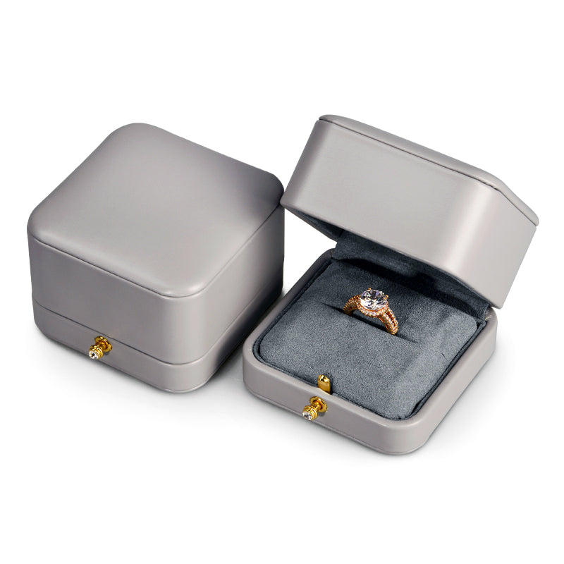 New Gray Leather Microfiber Fabric Jewelry Box H114