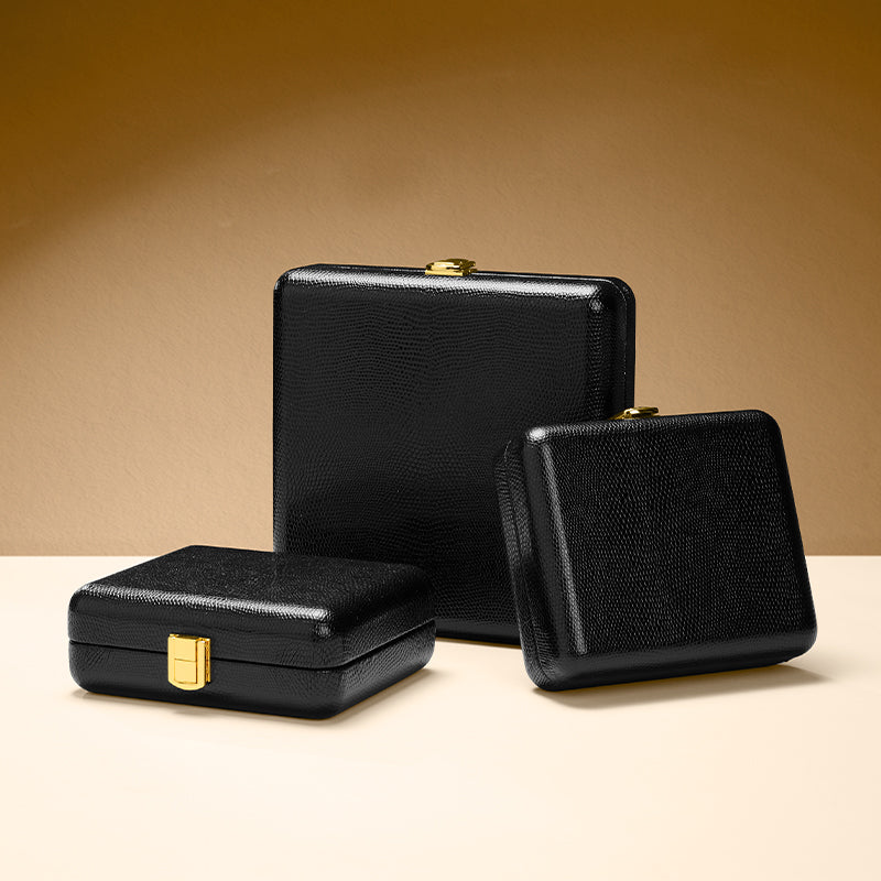 Black PU Leather Microfiber Jewelry Box H156