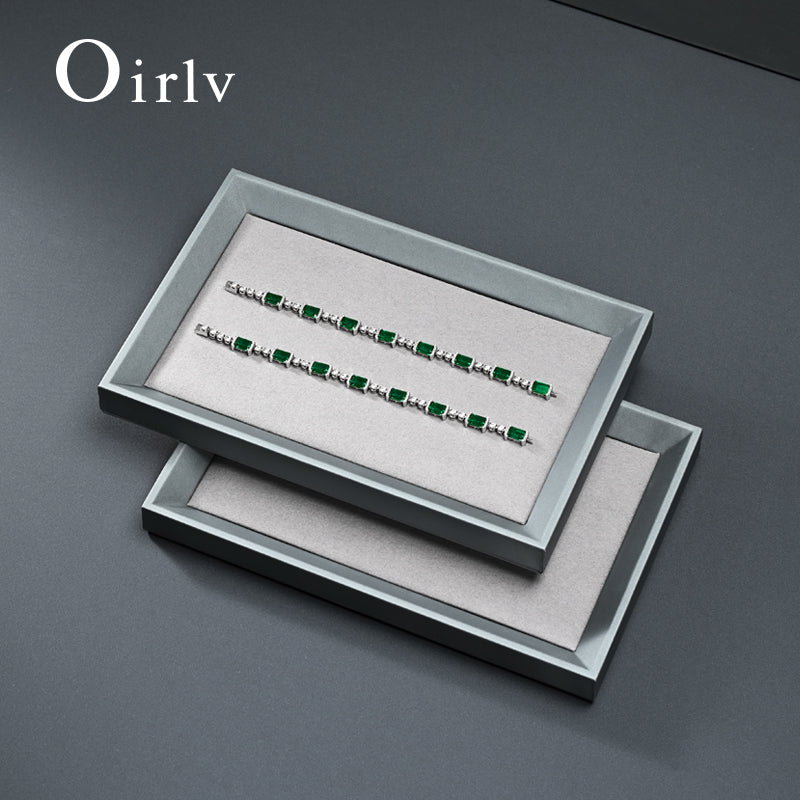 Gray PU Leather Microfiber Jewelry Display Tray P081