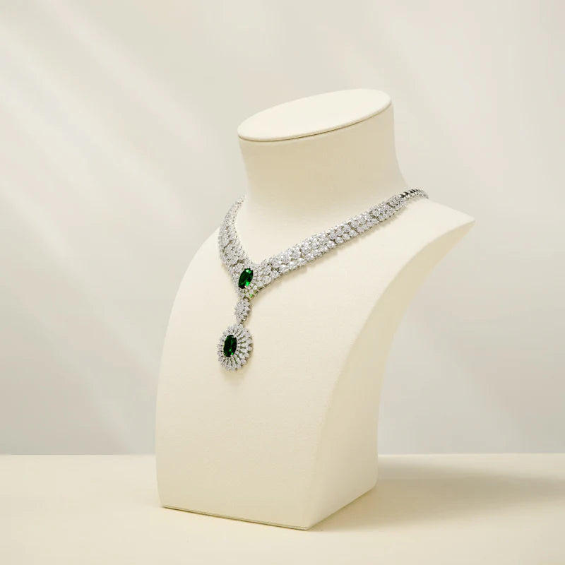 Beige Microfiber Ring Earring Necklace Watch Jewelry Display Set TT196