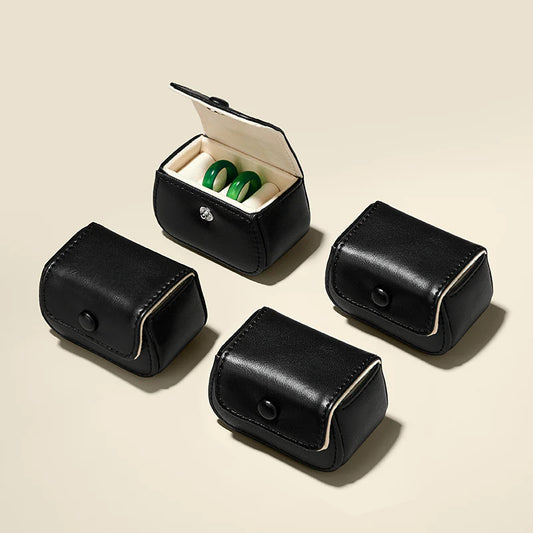 New-arrival Green Black PU Leahter Ring Storage Bag :B028