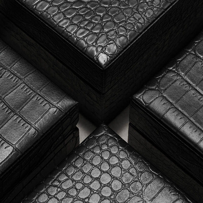 OIRLV Luxury Black Leather Velvet Jewelry Box