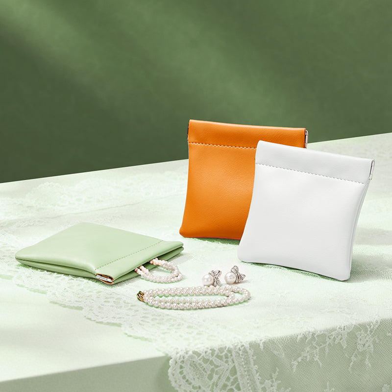 PU Leather Automatic Sealing Jewelry Gift Bag D053